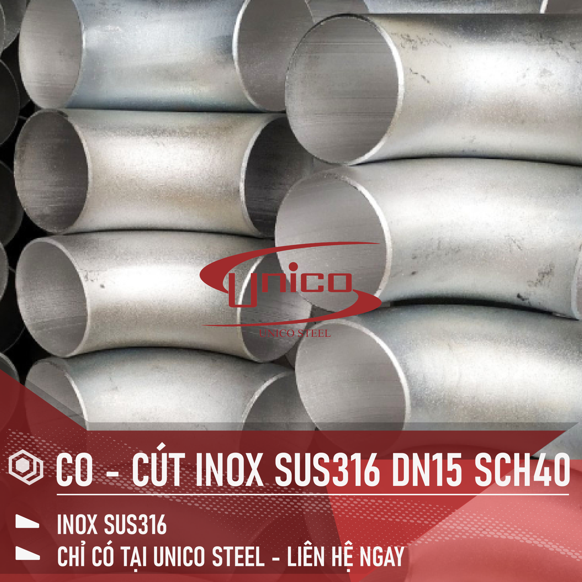 CO - CÚT INOX SUS316 SIZE DN15, ĐỘ DÀY SCH40
