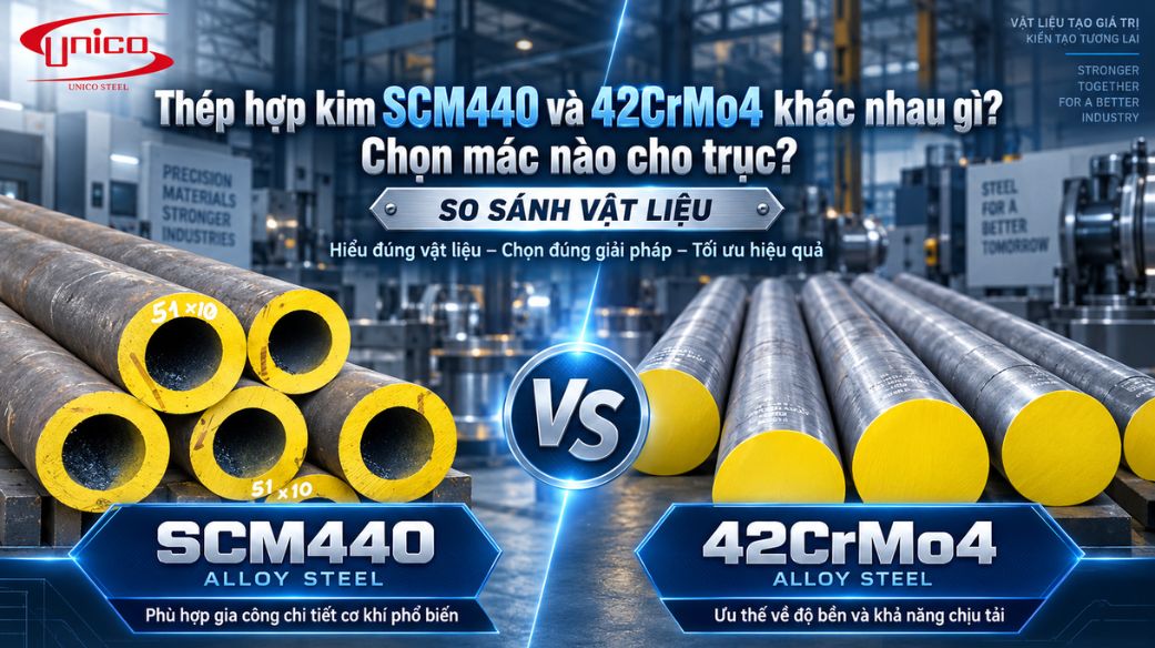 Thép hợp kim SCM440 và 42CrMo4 khác nhau gì? Chọn mác nào cho trục?