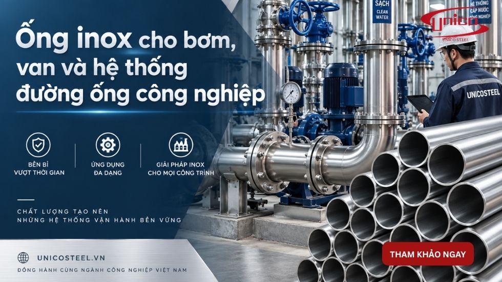 Ống inox cho bơm, van và hệ thống đường ống công nghiệp