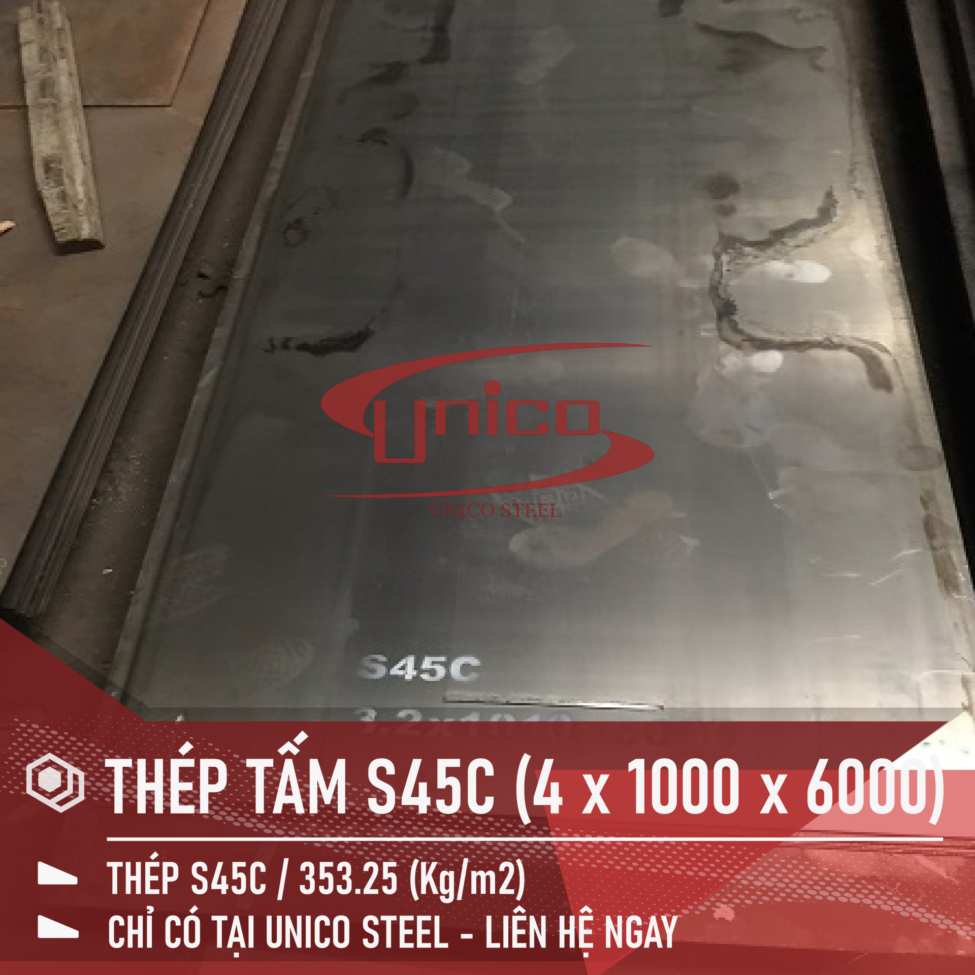 THÉP TẤM S45C KÍCH THƯỚC: 4 x 1000 x 6000