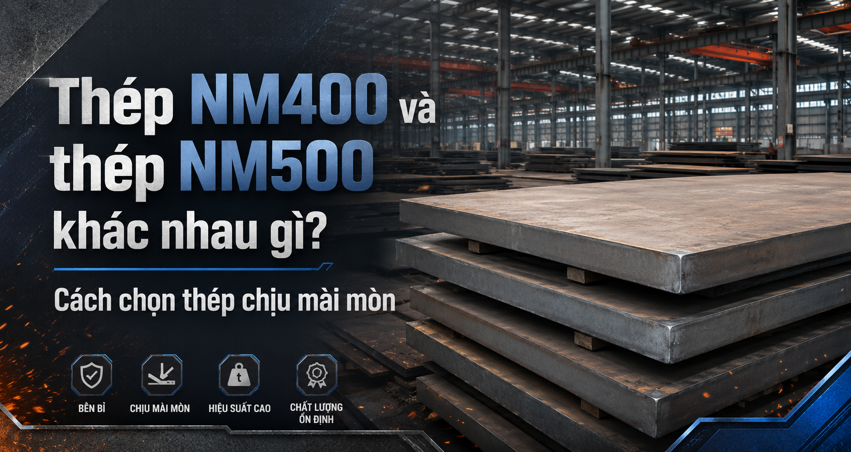 Thép NM400 và thép NM500 khác nhau gì? Cách chọn thép chịu mài mòn