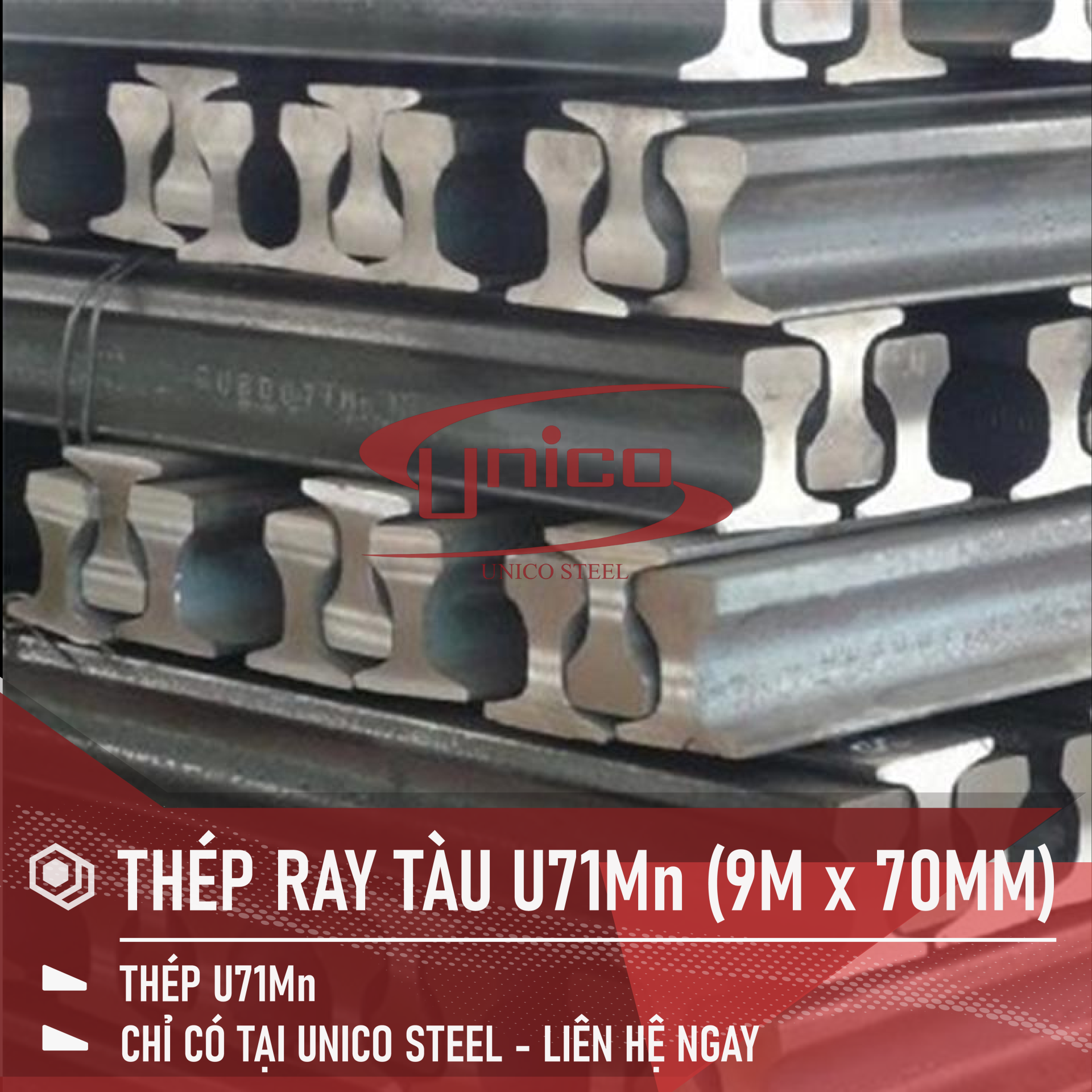 THÉP RAY TÀU U71Mn KÍCH THƯỚC (9M x 70MM)