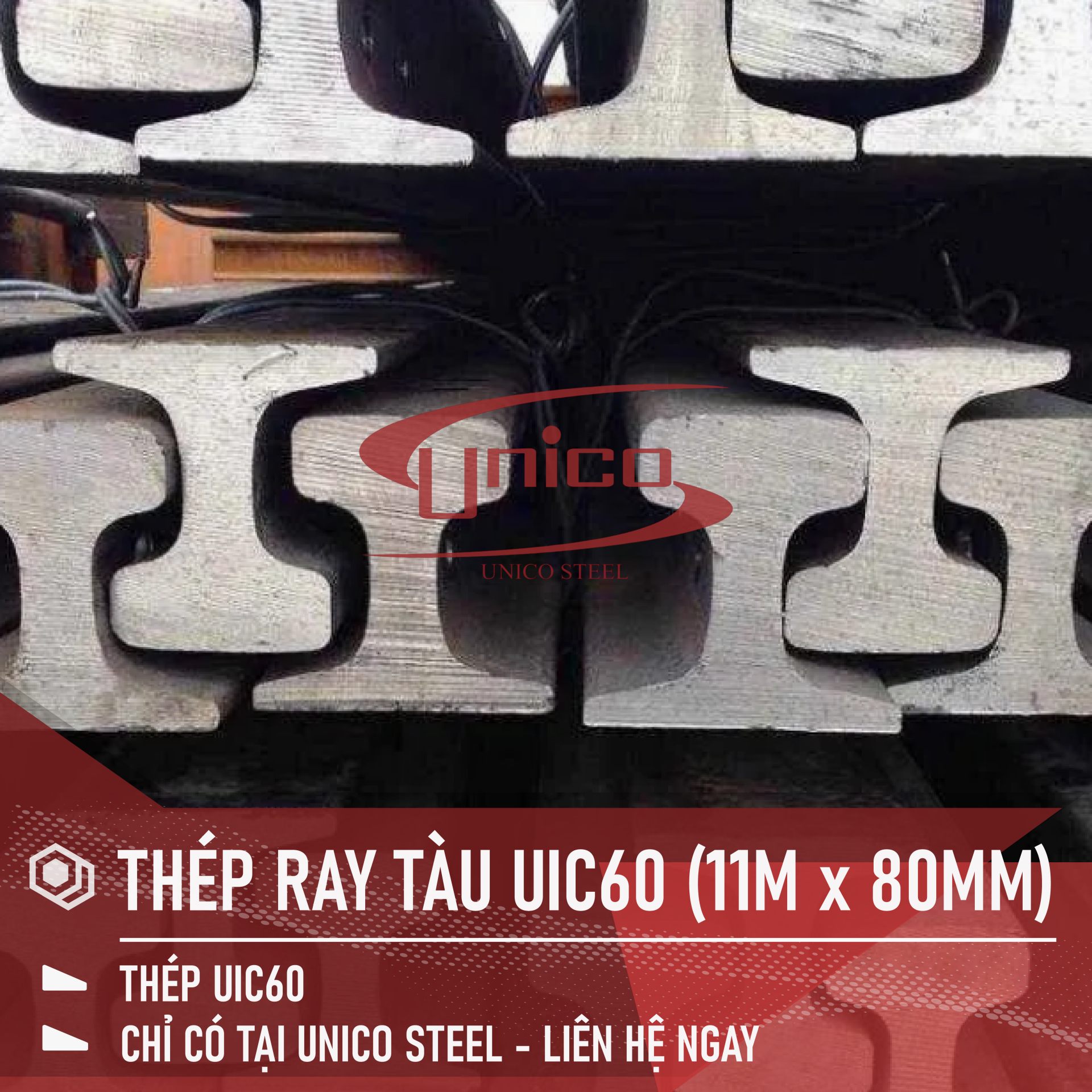 THÉP RAY TÀU UIC60 KÍCH THƯỚC (11M x 80MM)