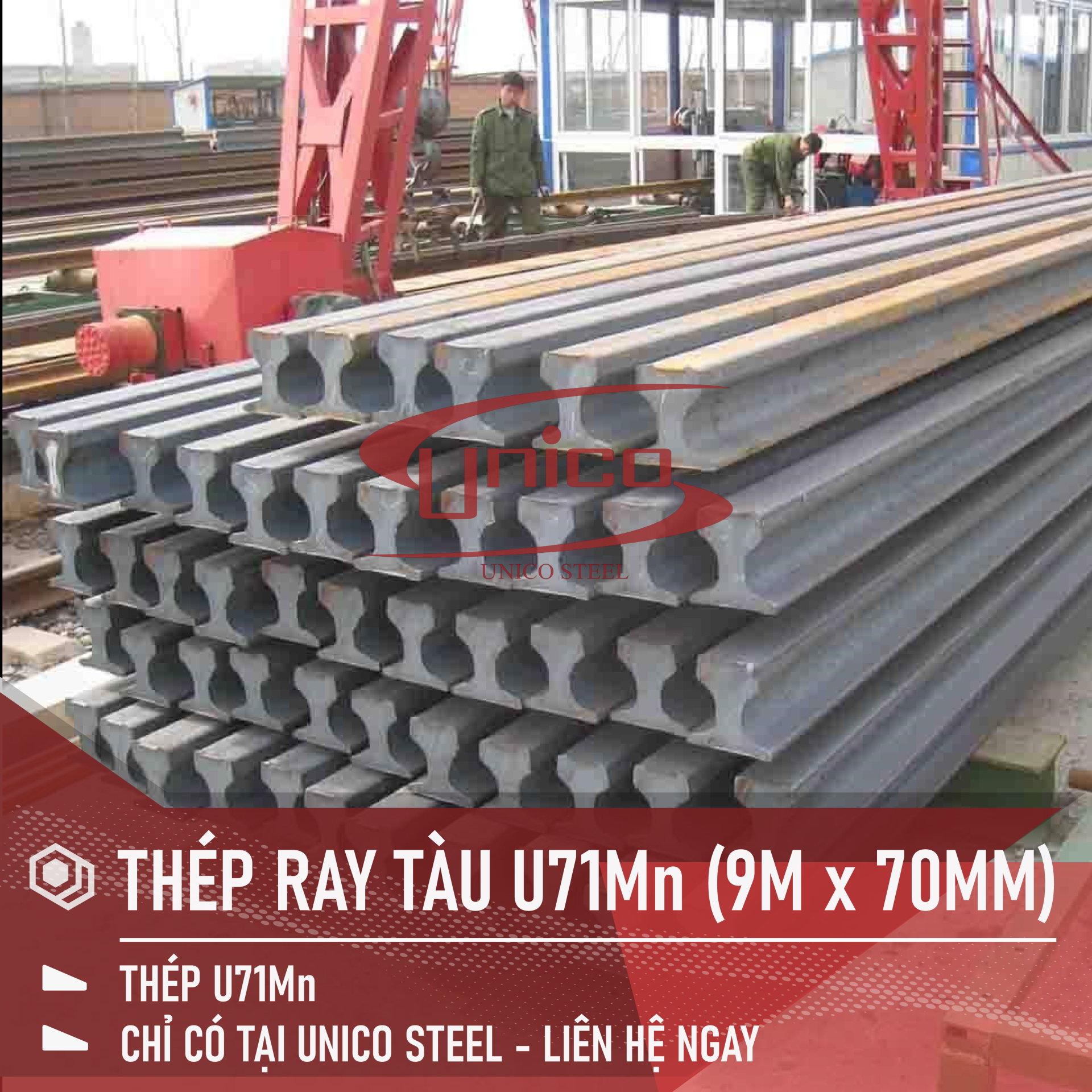 THÉP RAY TÀU U71Mn KÍCH THƯỚC (9M x 70MM)