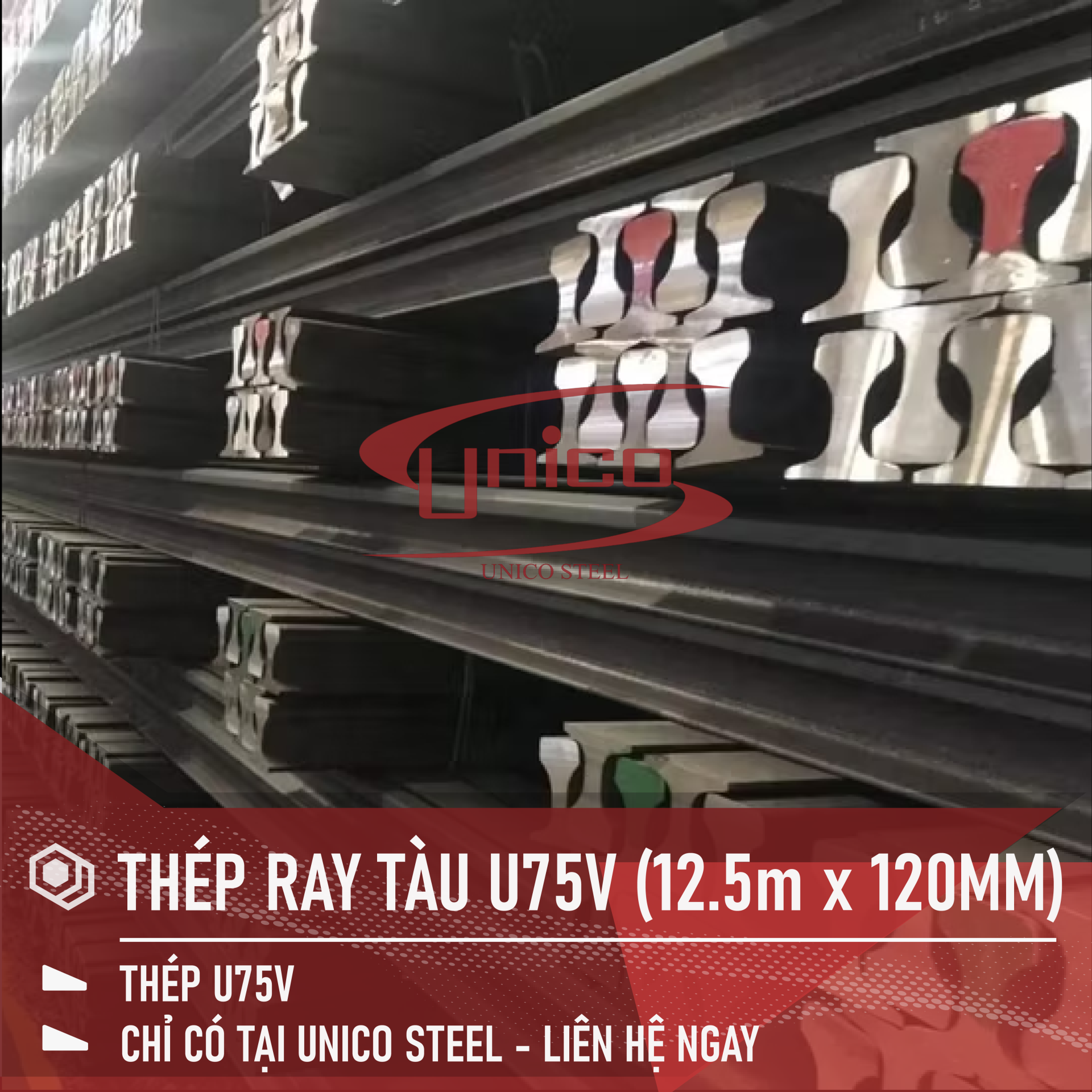 THÉP RAY TÀU U75V KÍCH THƯỚC (12.5M x 120MM)