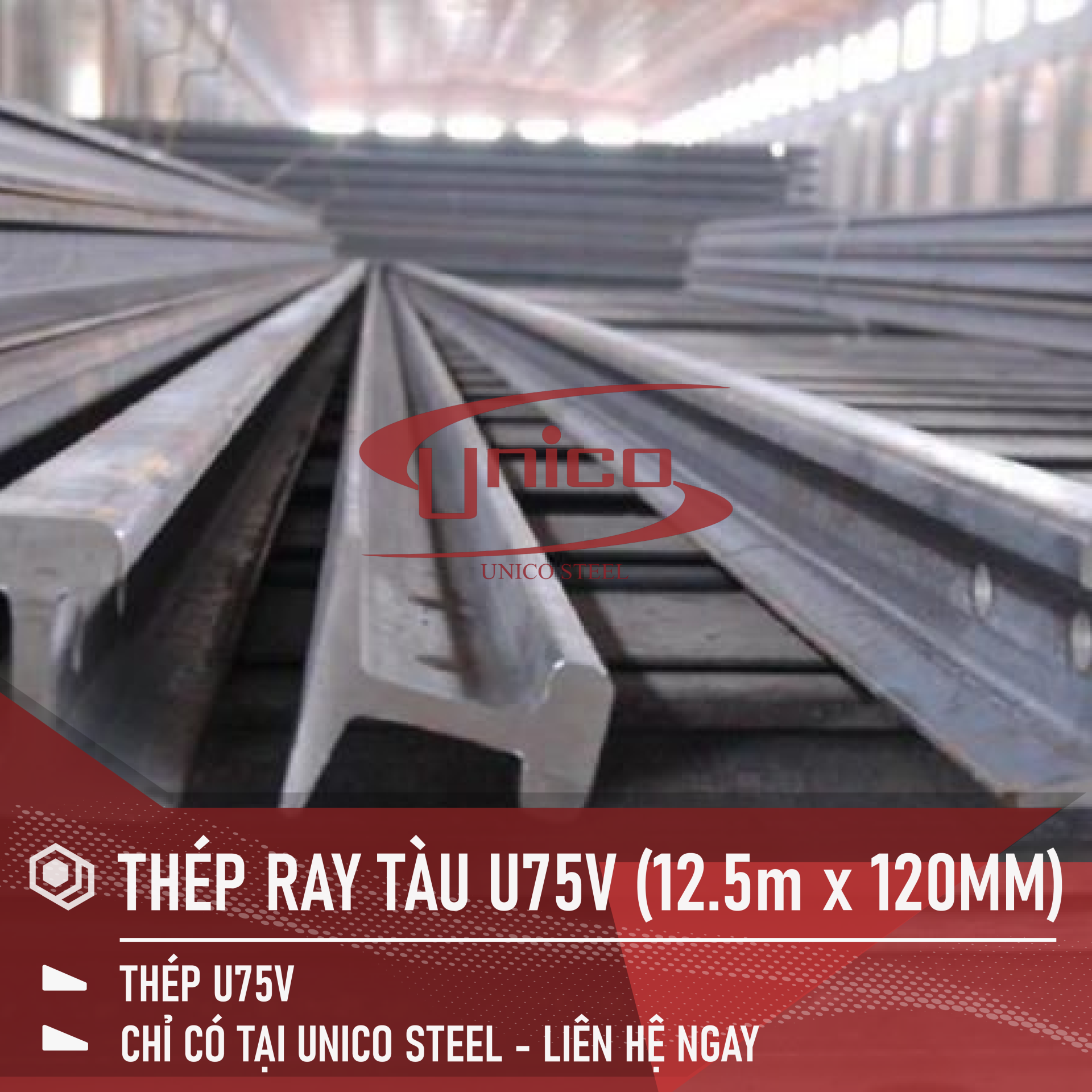 THÉP RAY TÀU U75V KÍCH THƯỚC (12.5M x 120MM)