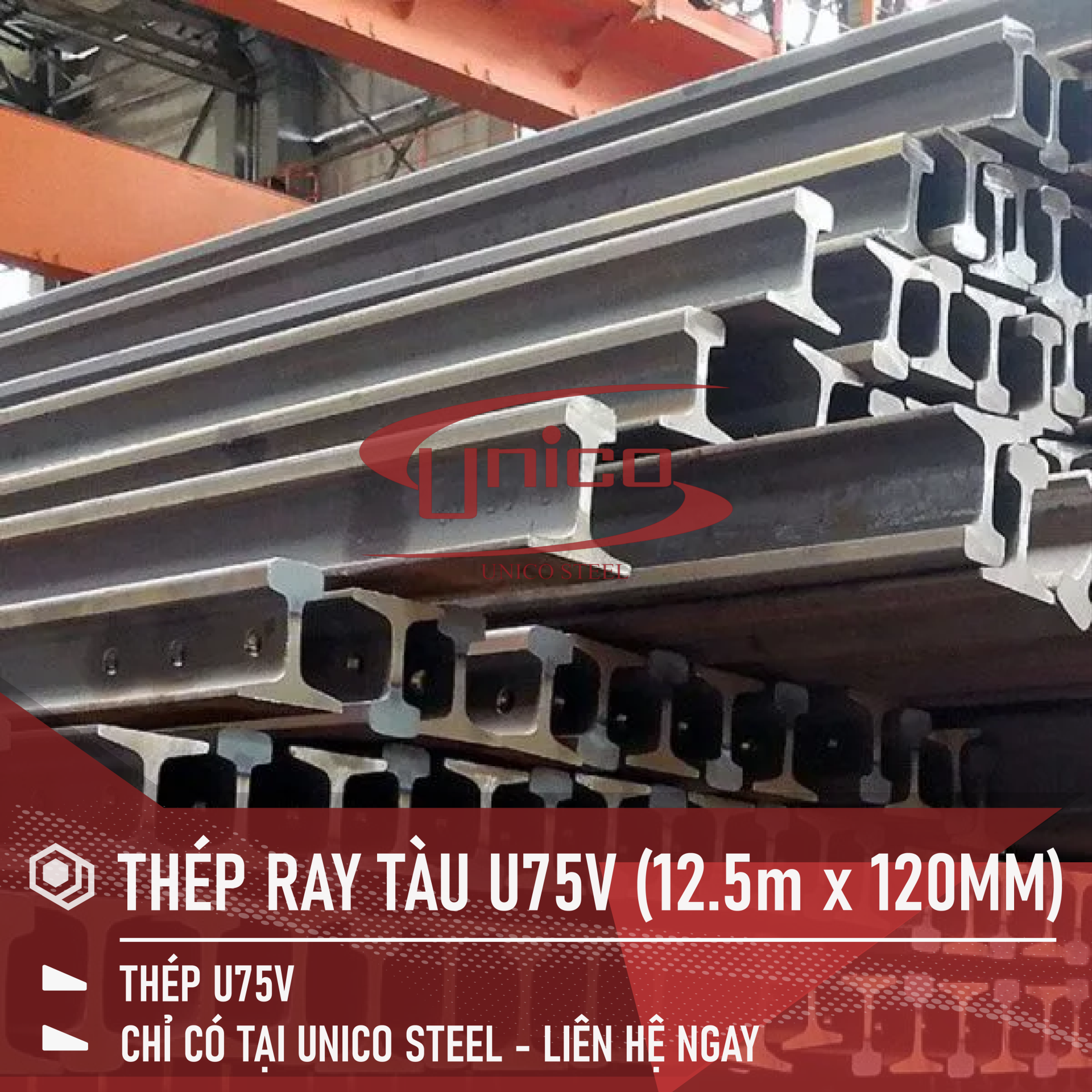 THÉP RAY TÀU U75V KÍCH THƯỚC (12.5M x 120MM)