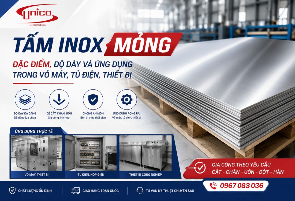 Tấm inox mỏng: Đặc điểm, độ dày và ứng dụng trong vỏ máy, tủ điện, thiết bị