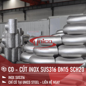 CO - CÚT INOX SUS316 SIZE DN15, ĐỘ DÀY SCH20 GIÁ TỐT