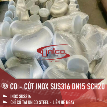 CO - CÚT INOX SUS316 SIZE DN15, ĐỘ DÀY SCH20 GIÁ TỐT