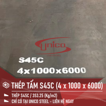 THÉP TẤM S45C KÍCH THƯỚC: 4 x 1000 x 6000
